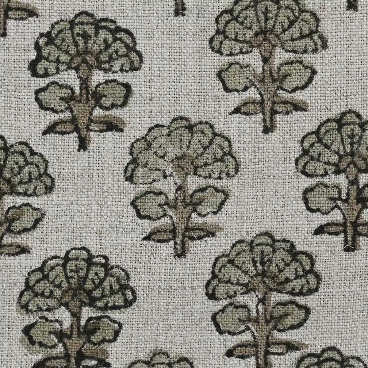 Sage Linen Block Print Fabric Swatch Green Linen Fabric