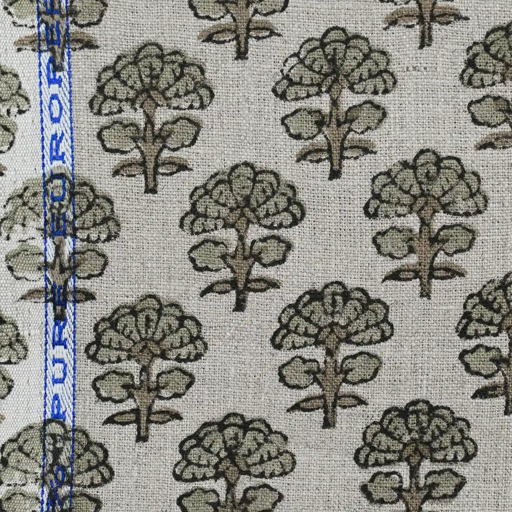 Sage Linen Block Print Fabric Linen Fabric