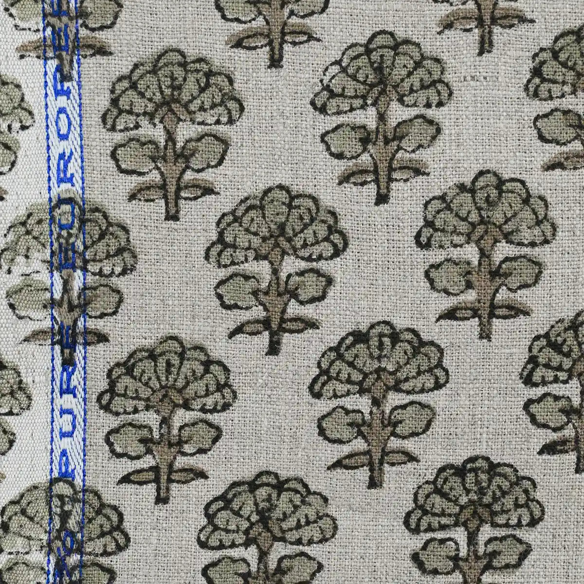 Sage Linen Block Print Fabric Linen Fabric