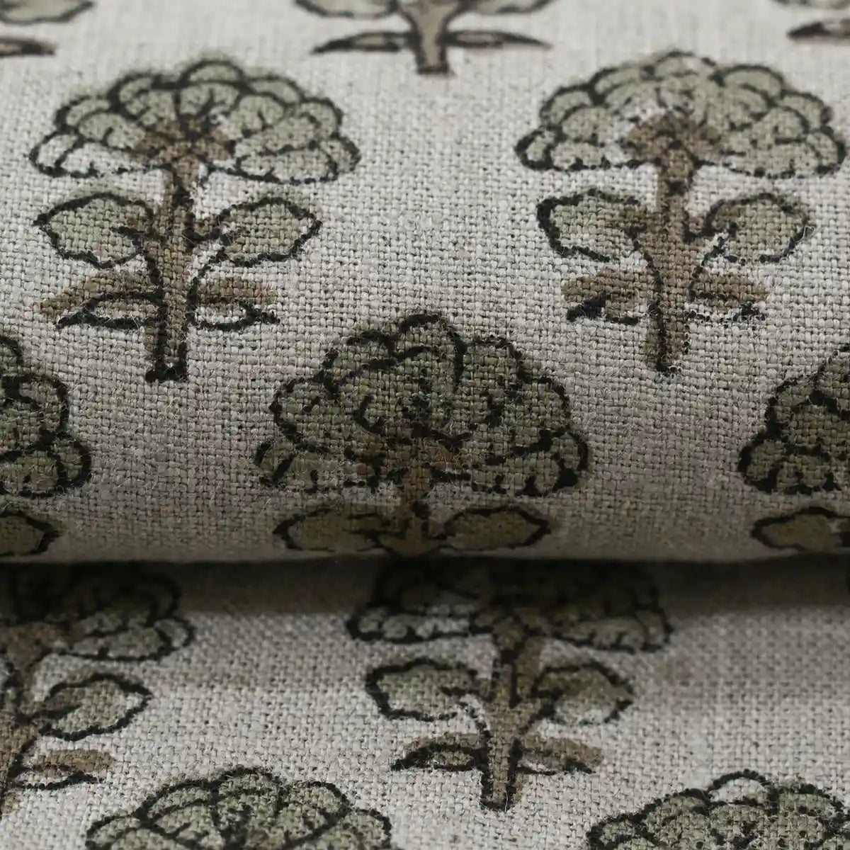 Sage Linen Block Print Fabric Linen Fabric
