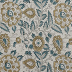 Cleo Block Print Linen Yard Sage Green Linen Fabric