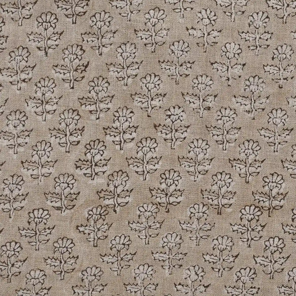 Iris Linen Block Print Yard Natural Linen Linen Fabric