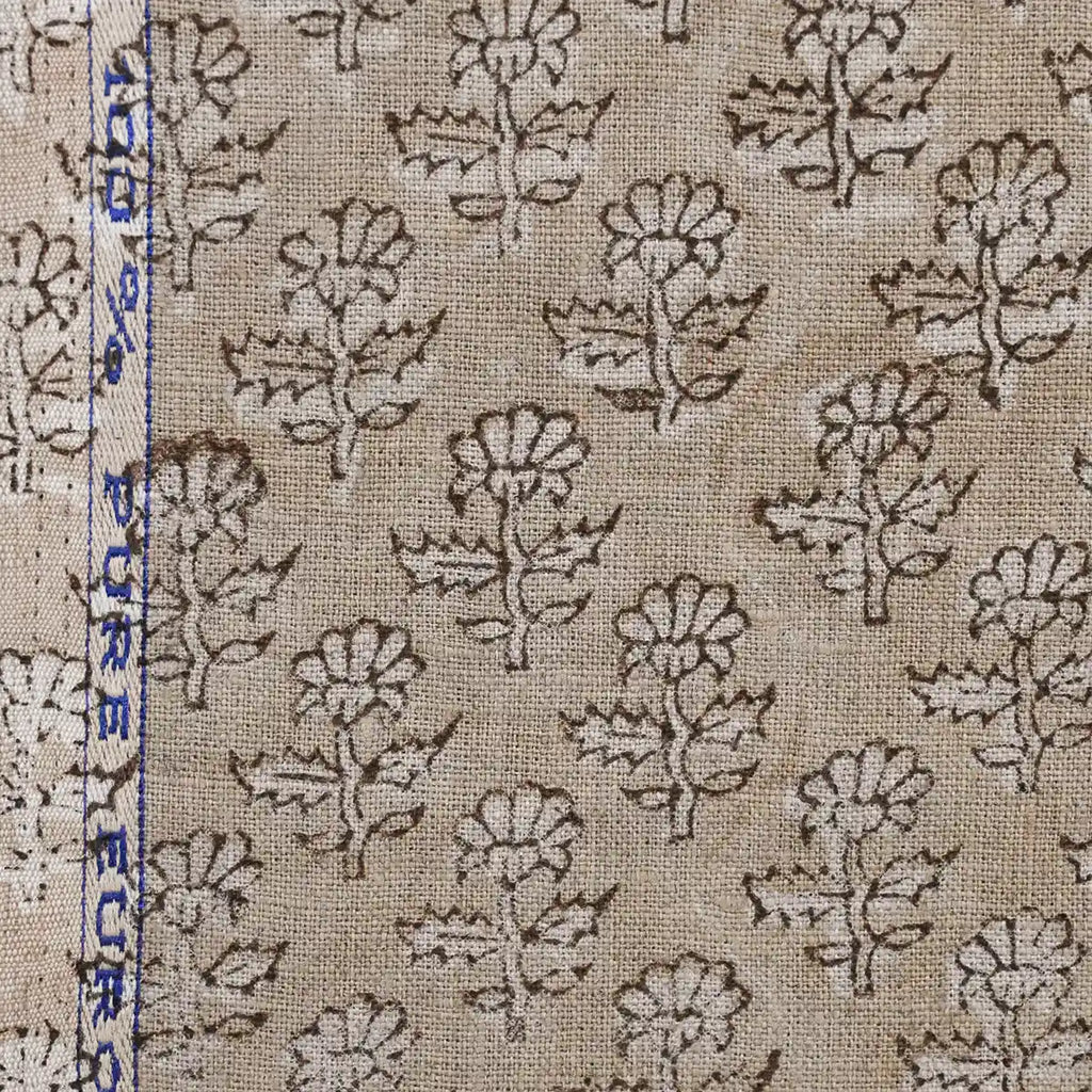 Iris Linen Block Print Linen Fabric