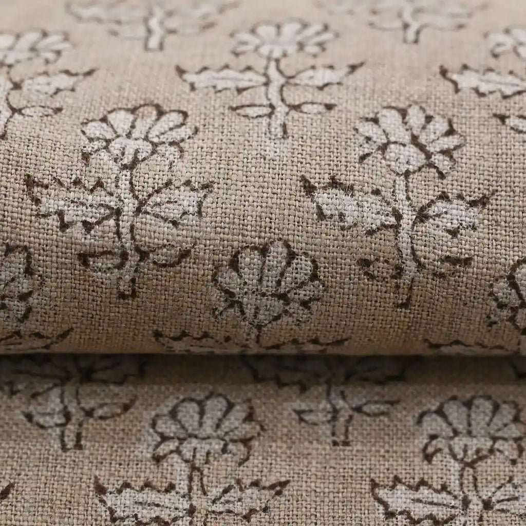 Iris Linen Block Print Linen Fabric