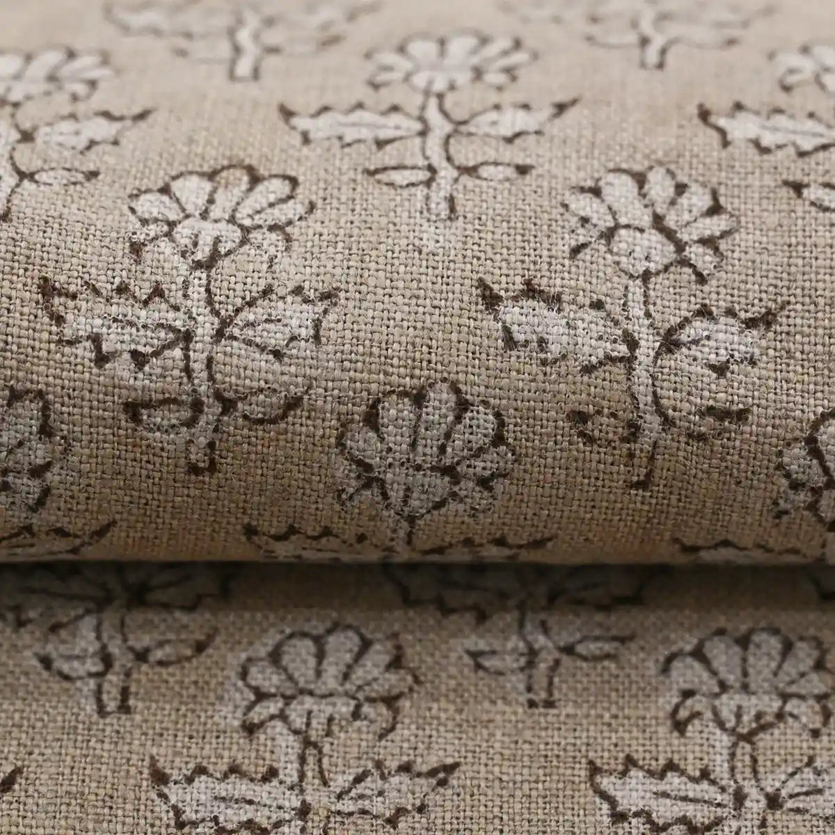 Iris Linen Block Print Linen Fabric