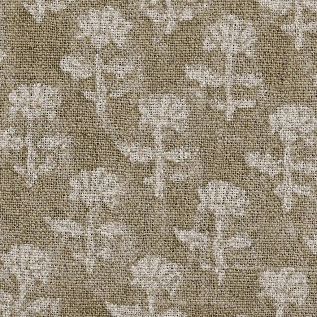 Iris Linen Block Print Swatch Dark Brown Linen Fabric