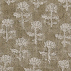 Iris Linen Block Print Swatch Dark Brown Linen Fabric