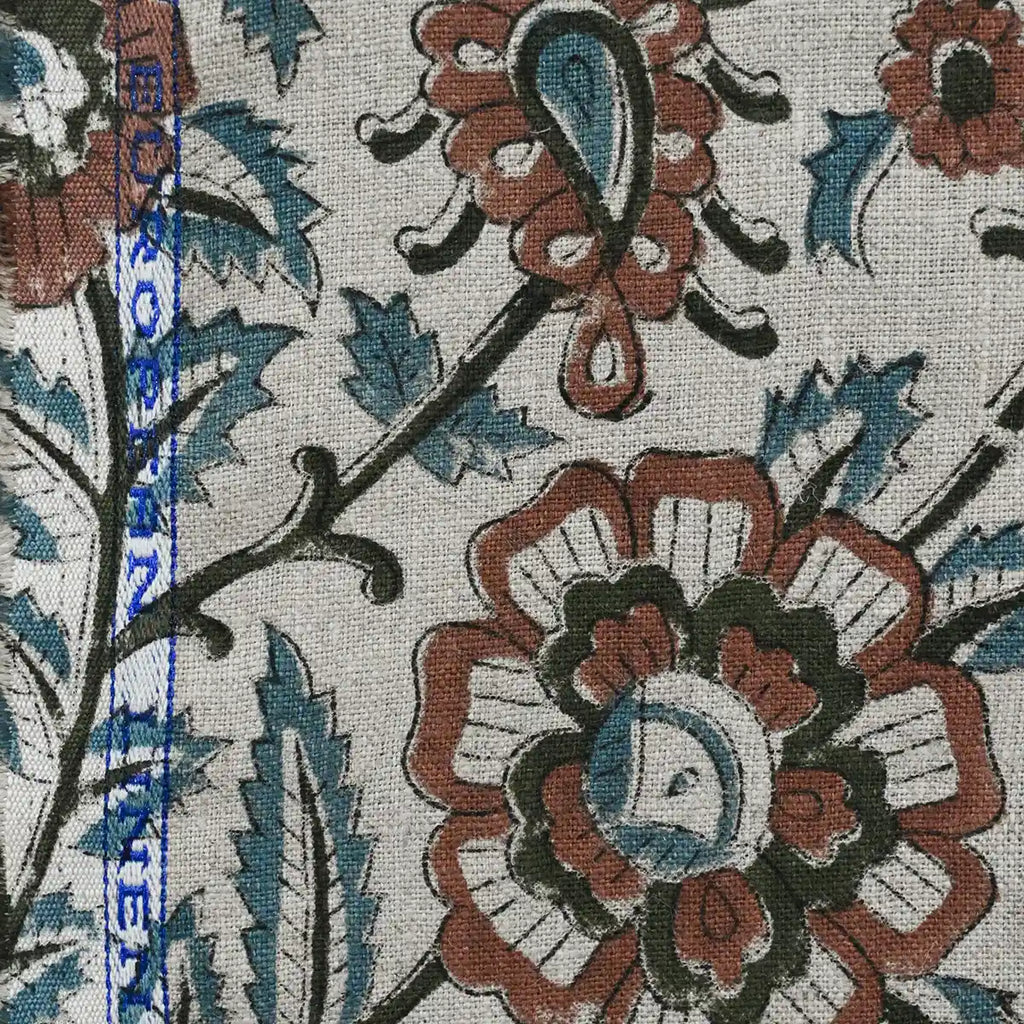 Cleo Block Print Linen Linen Fabric