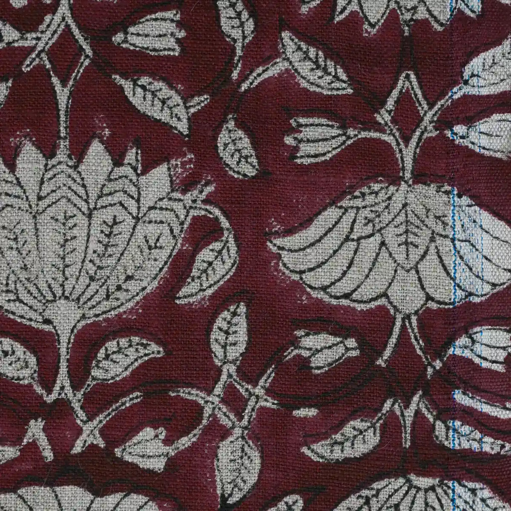 Tulip Flower Block Print Upholstery Fabric Linen Fabric