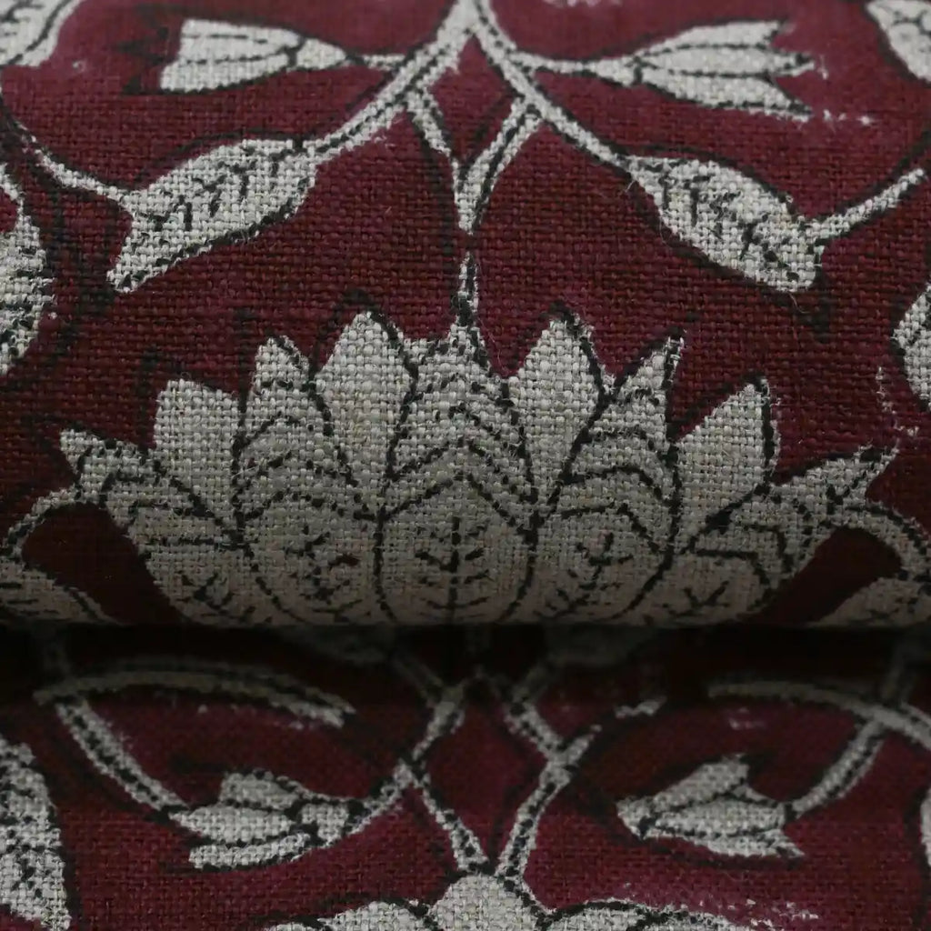 Tulip Flower Block Print Upholstery Fabric Linen Fabric