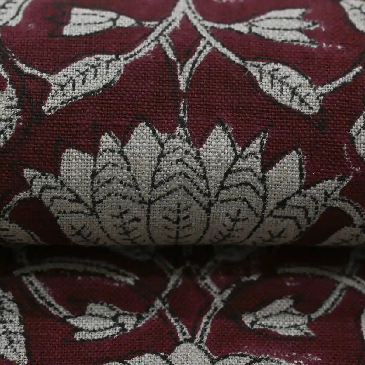 Tulip Flower Block Print Upholstery Fabric Linen Fabric