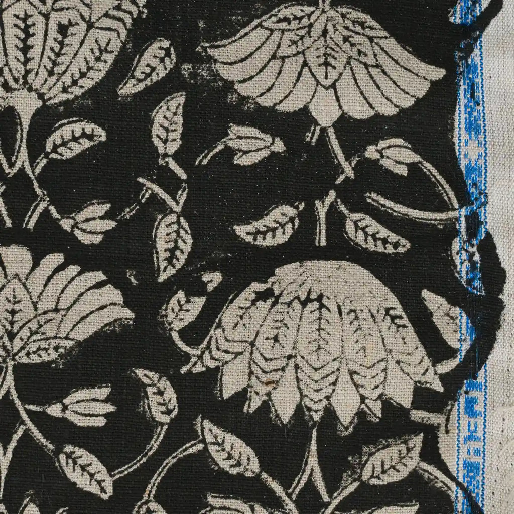 Tulip Flower Block Print Upholstery Fabric Linen Fabric