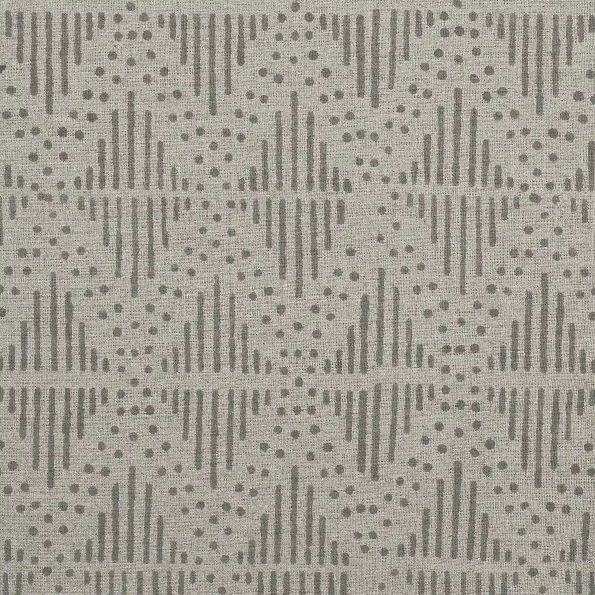 Zig-Zag Hand Block Print Designer Floral Fabric Yard Gray Linen Fabric