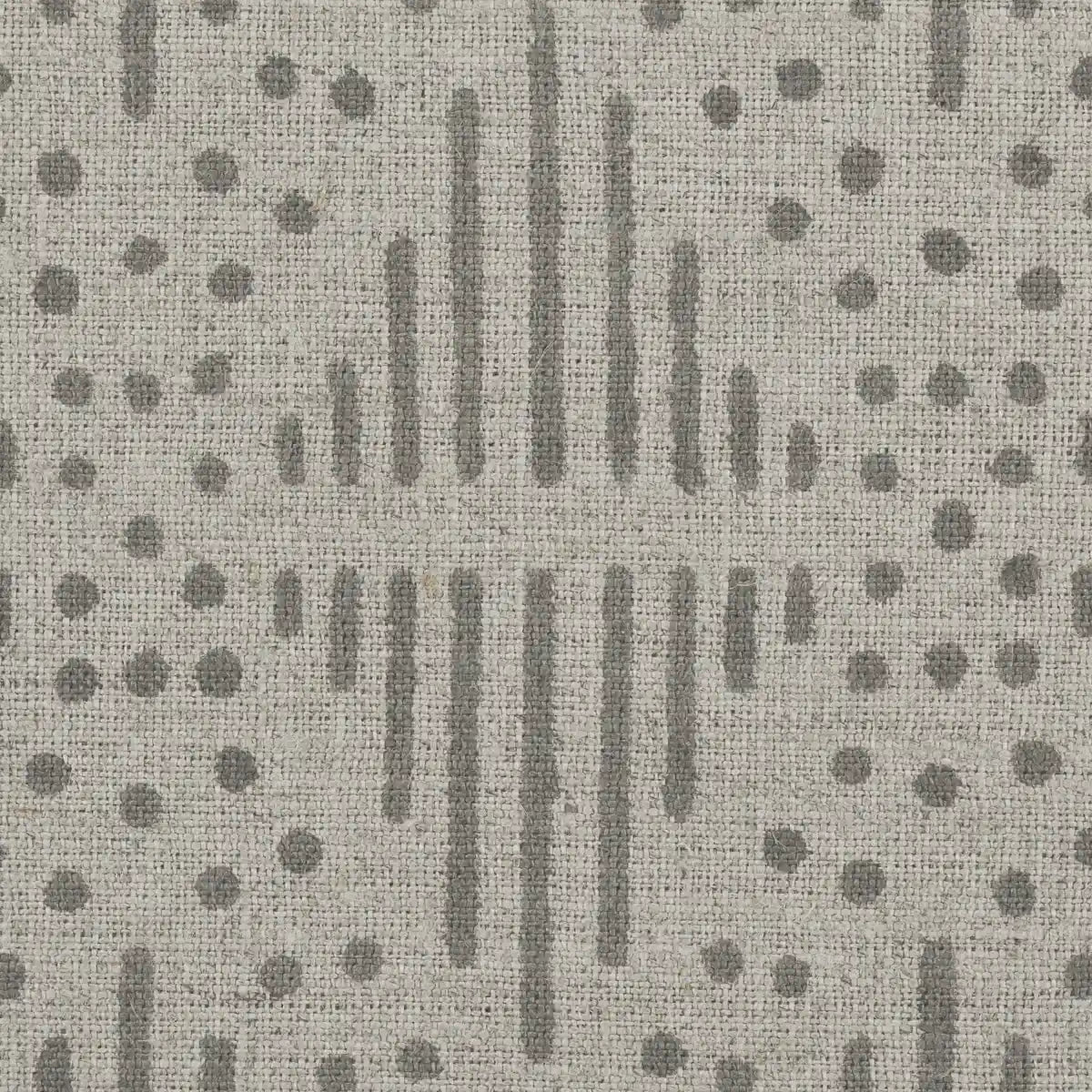 Zig-Zag Hand Block Print Designer Floral Fabric Swatch Gray Linen Fabric