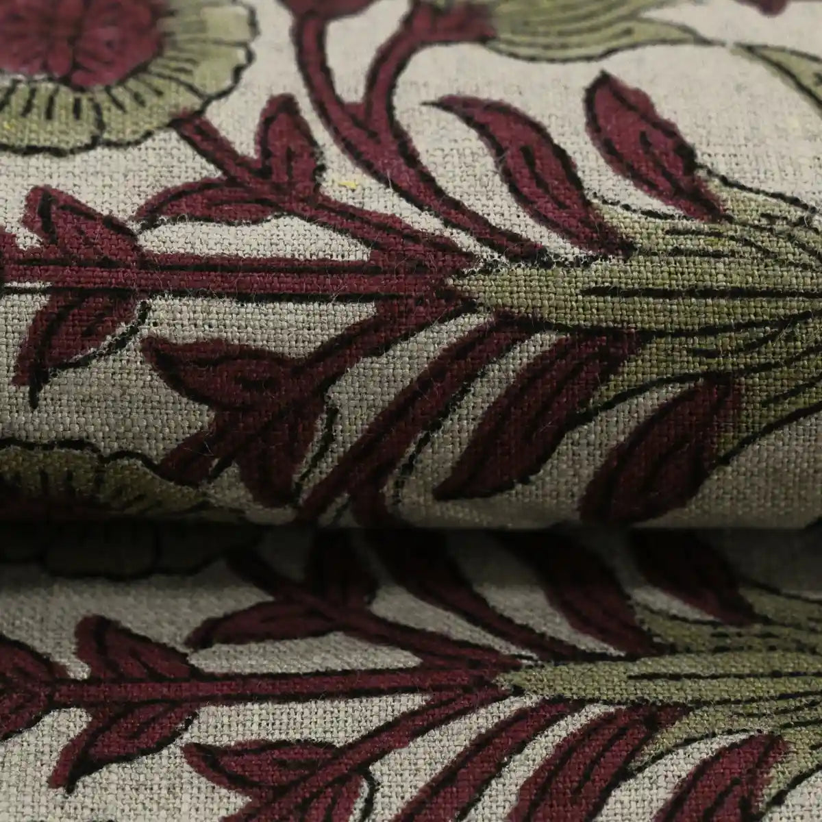 Marigold Hand Block Printed Linen Linen Fabric