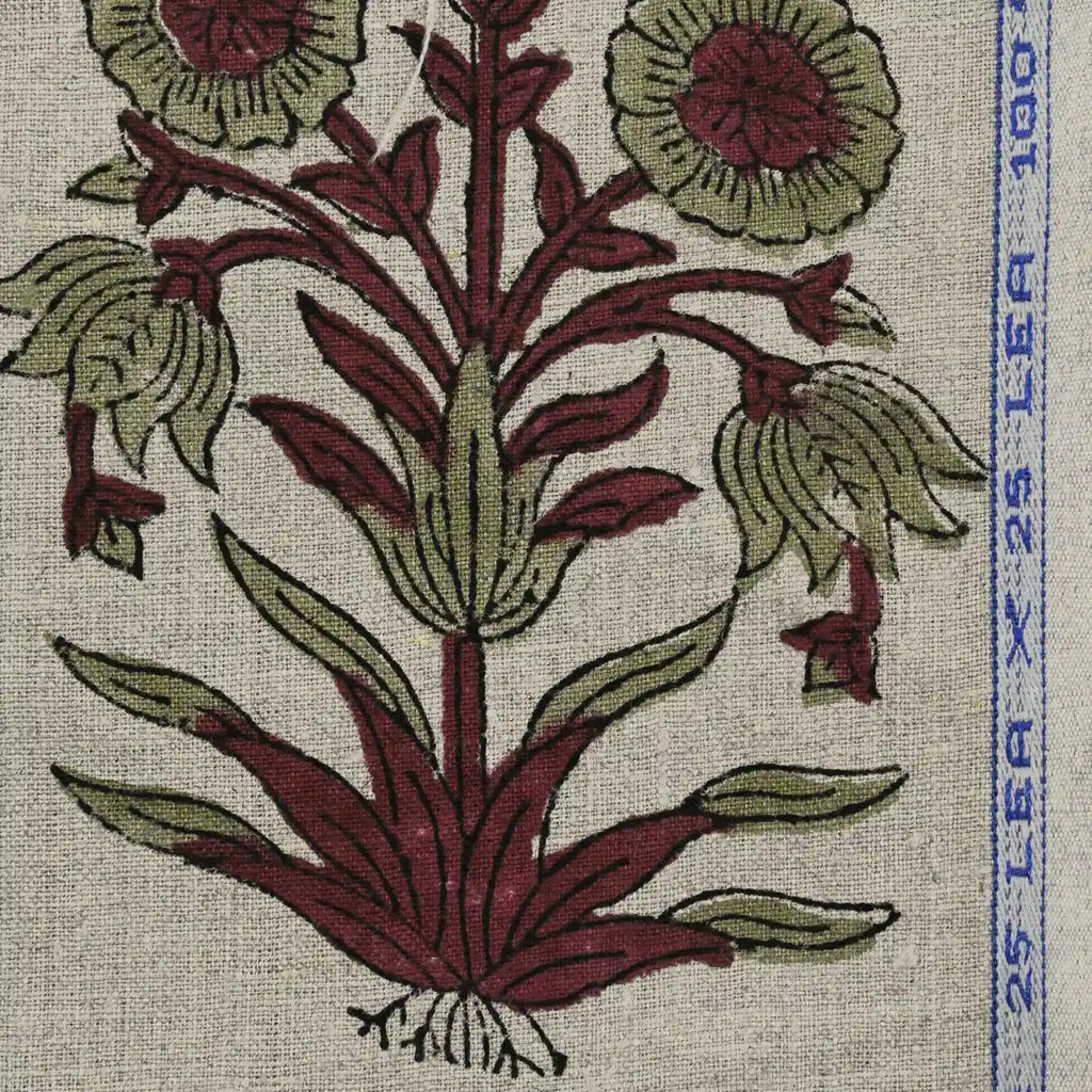 Marigold Hand Block Printed Linen Linen Fabric