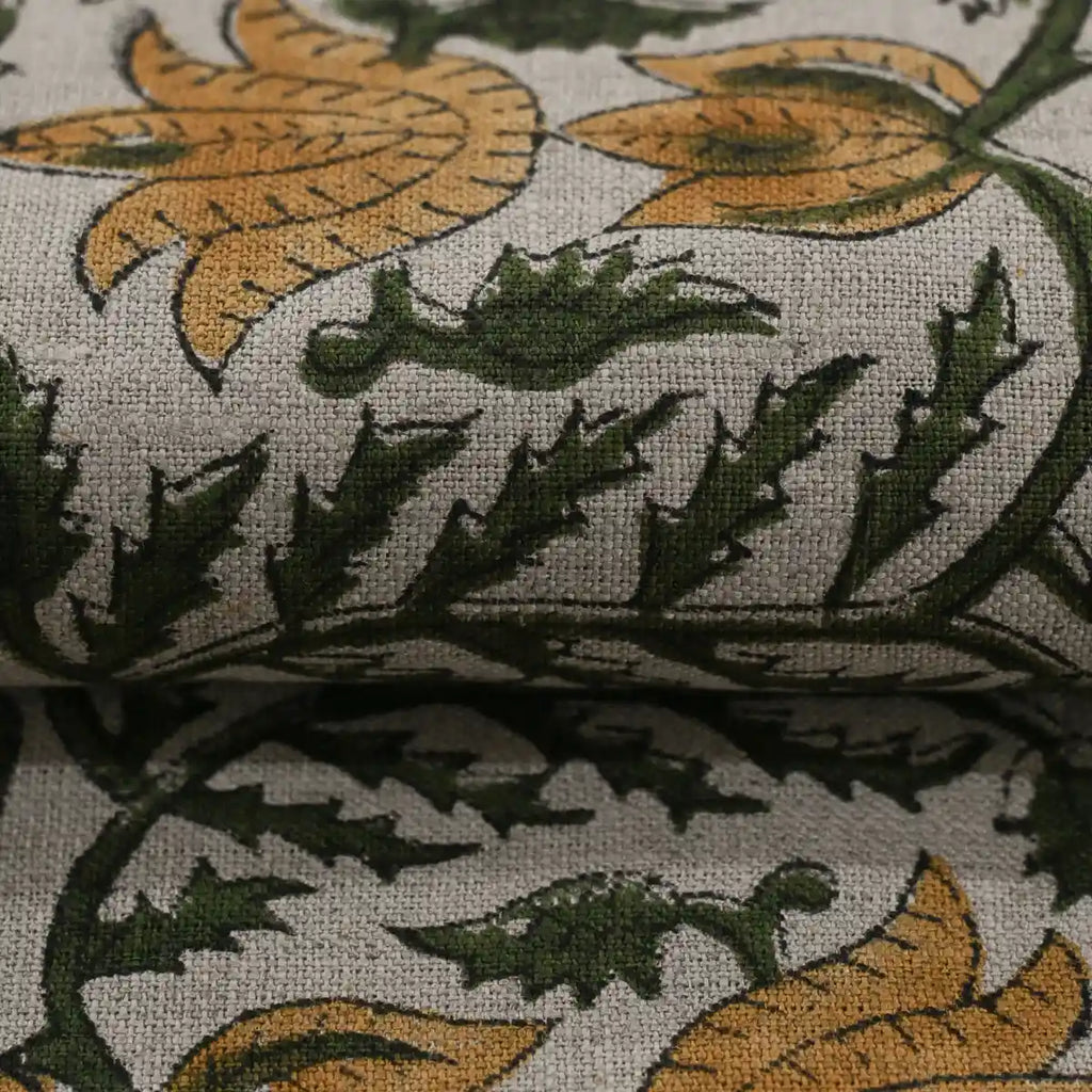 1 Yard Cut Out-Ria Hand Block Print Linen Fabric Linen Fabric
