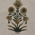 Marigold Hand Block Printed Linen Yard Olive Green Dark Green Black Beige Linen Fabric