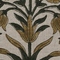 Marigold Hand Block Printed Linen Swatch Olive Green Dark Green Black Beige Linen Fabric