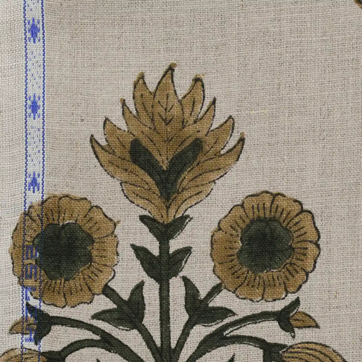 Marigold Hand Block Printed Linen Linen Fabric