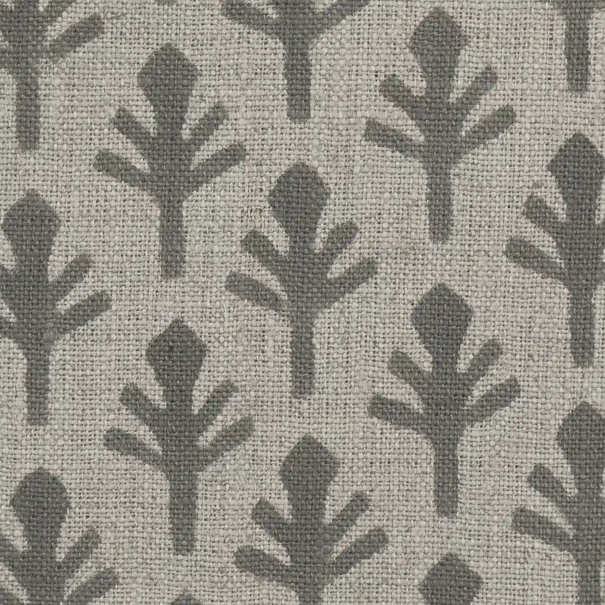 Lena Printed Linen Fabric Swatch Gray Linen Fabric