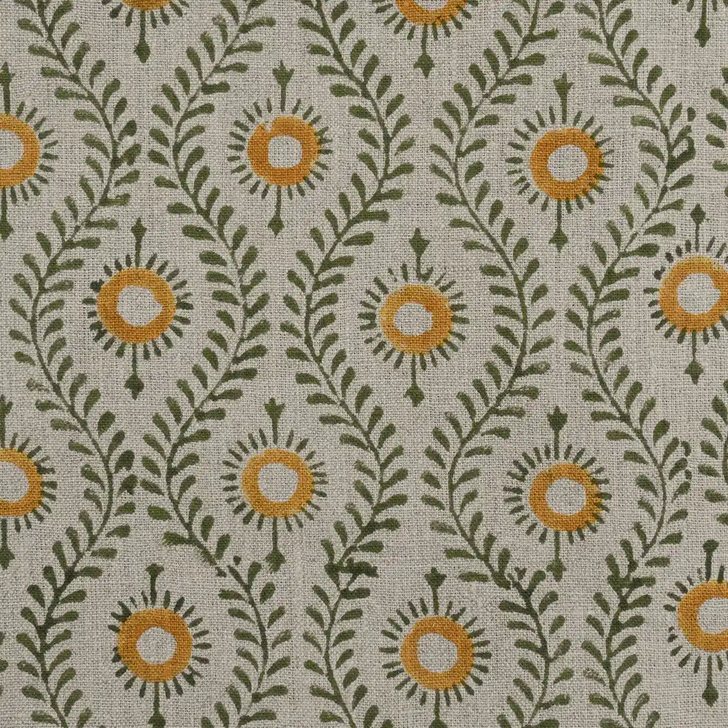 Daniel Handloom Linen Fabric for Upholstery Yard Warm White and Fern Linen Fabric