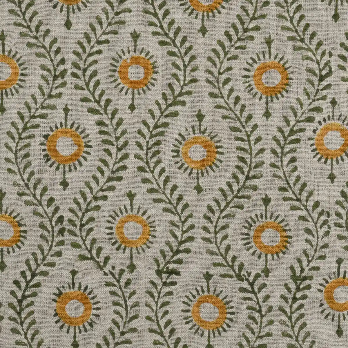 Daniel Handloom Linen Fabric for Upholstery Yard Warm White and Fern Linen Fabric