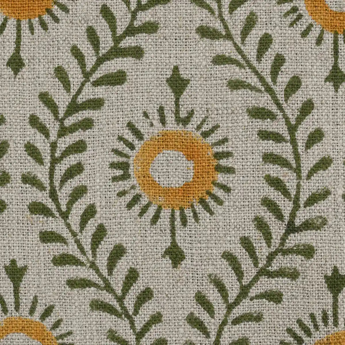 Daniel Handloom Linen Fabric for Upholstery Swatch Warm White and Fern Linen Fabric