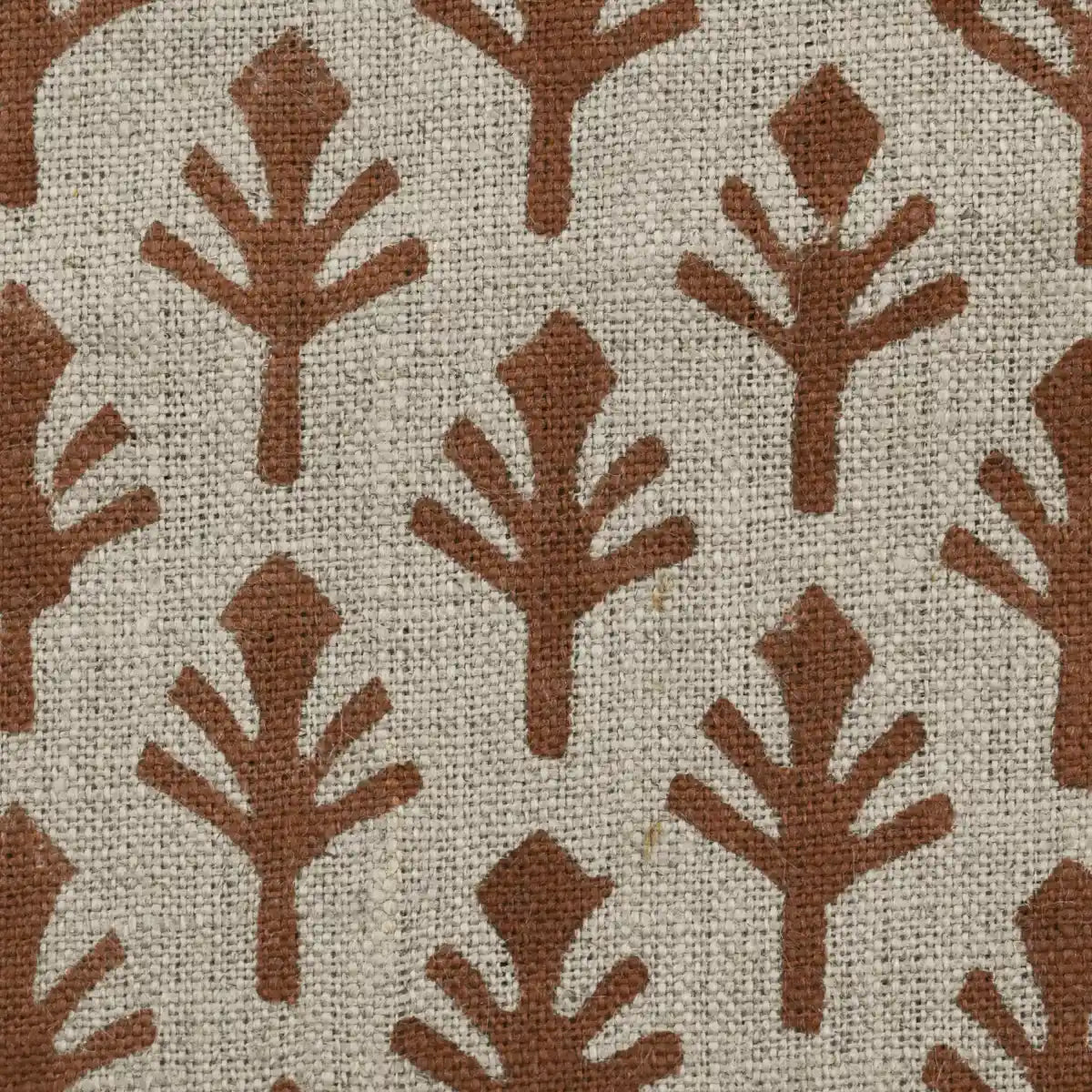 Lena Printed Linen Fabric Swatch Brown Linen Fabric