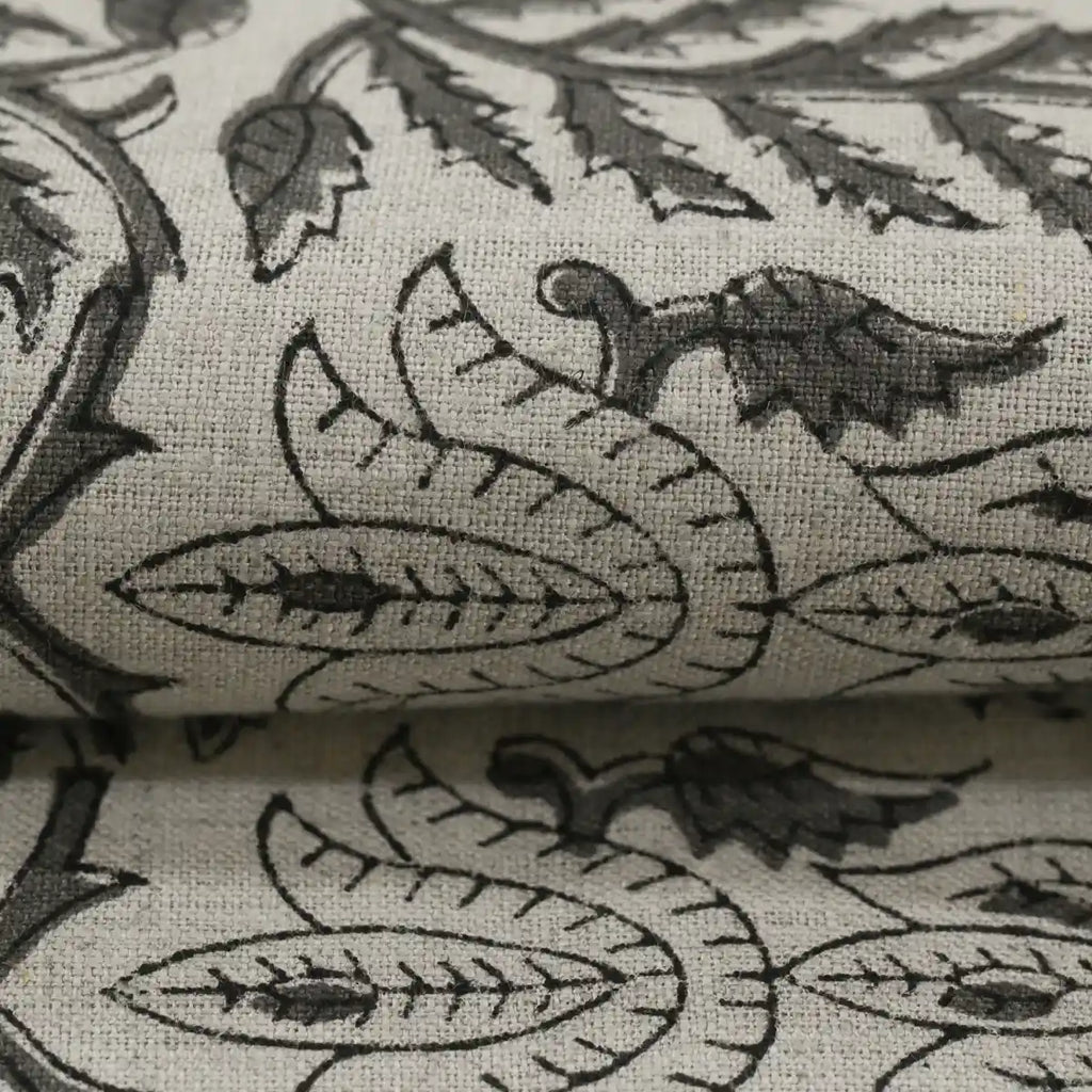 Ria Hand Block Print Linen Fabric For Upholstery and Curtains Linen Fabric