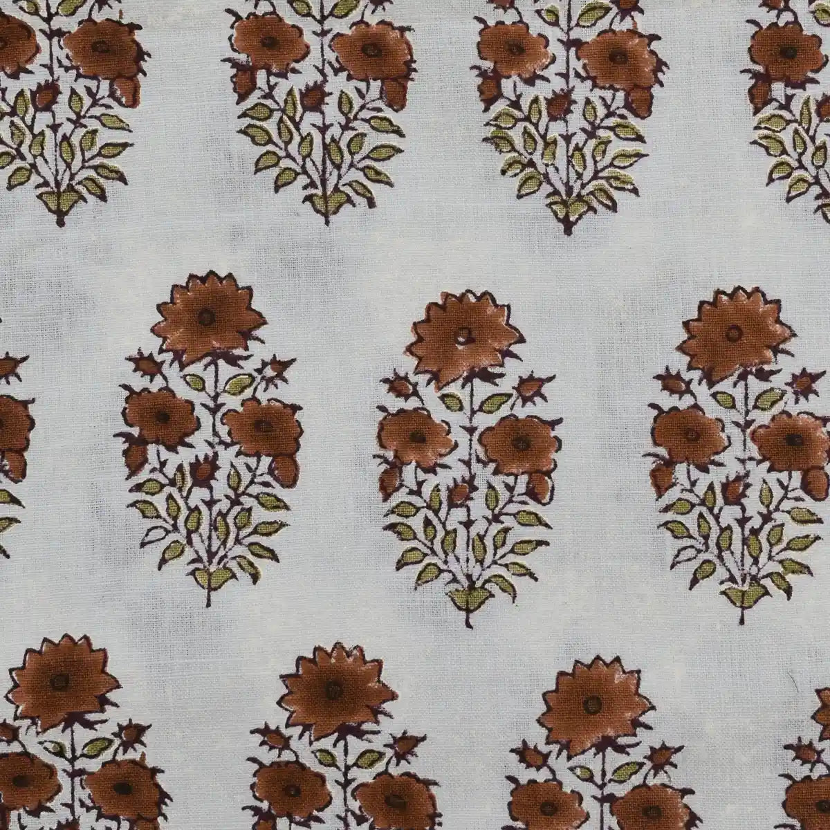 Skye Block Print Linen Yard Chestnut Red Linen Fabric