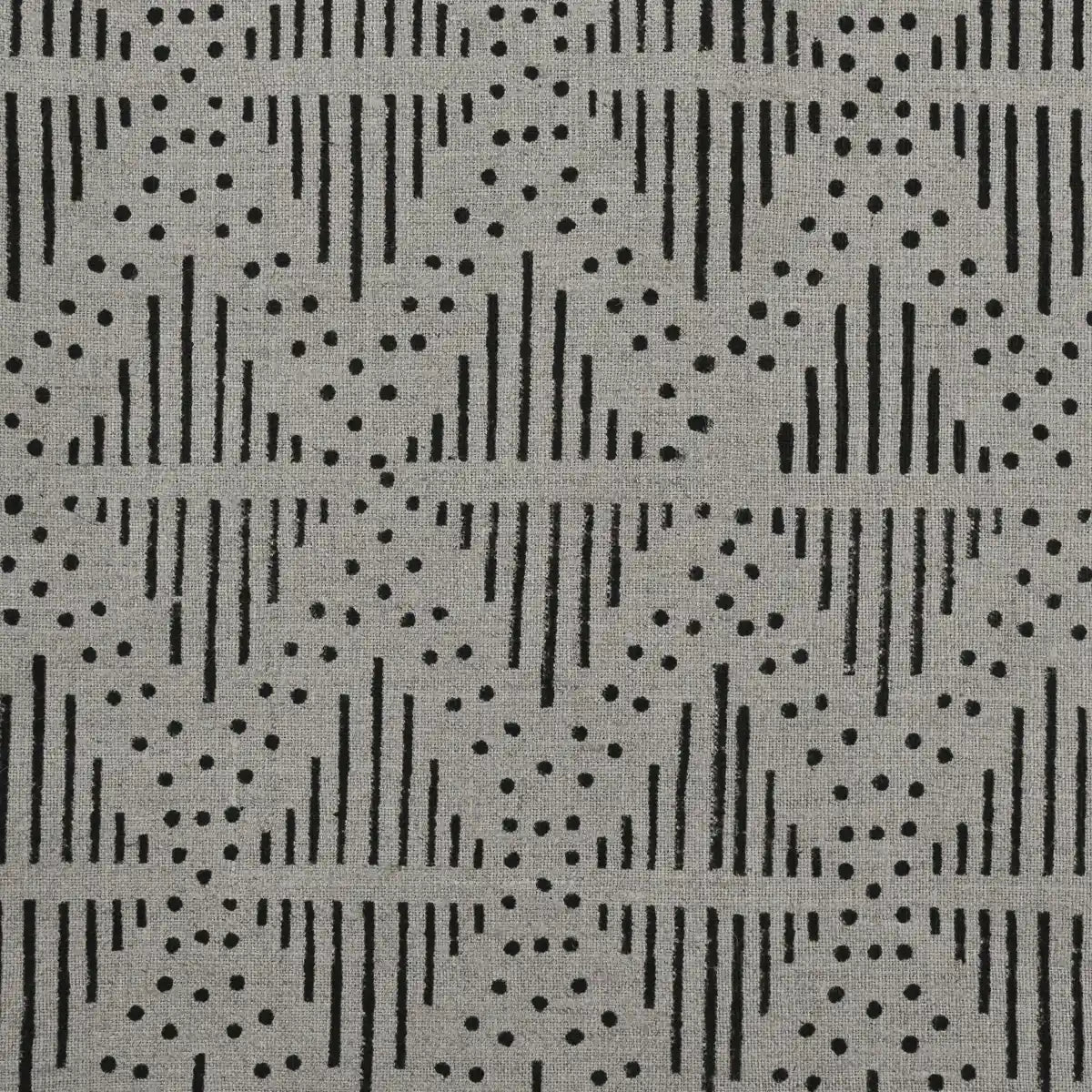 Zig-Zag Hand Block Print Designer Floral Fabric Yard Black Off-White Linen Fabric