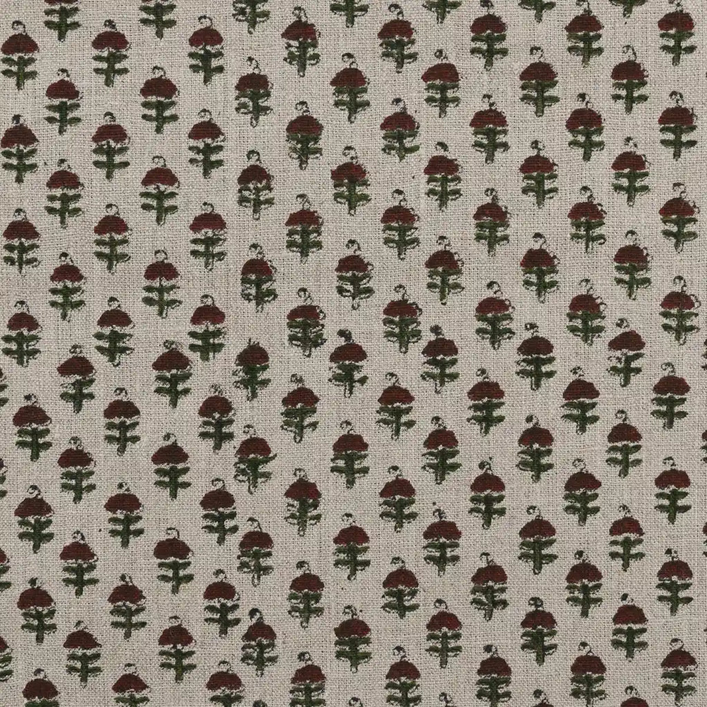 Vibby Hand Block Print Linen Upholstery Fabric Yard Linen Fabric