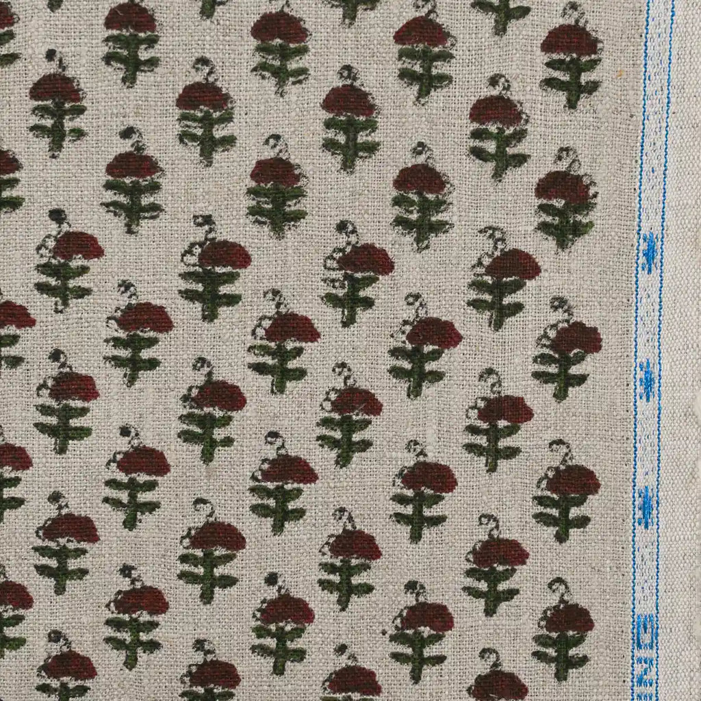 Vibby Hand Block Print Linen Upholstery Fabric Linen Fabric