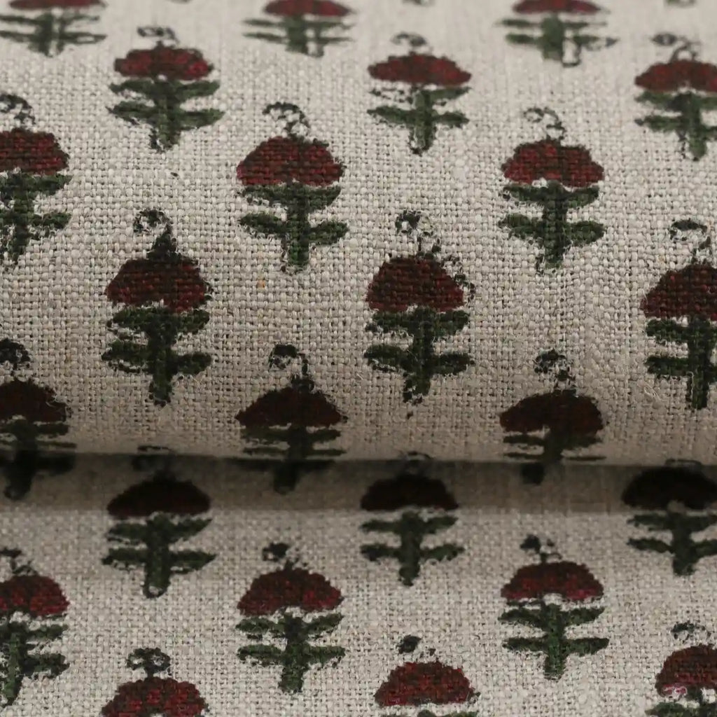 Vibby Hand Block Print Linen Upholstery Fabric Linen Fabric
