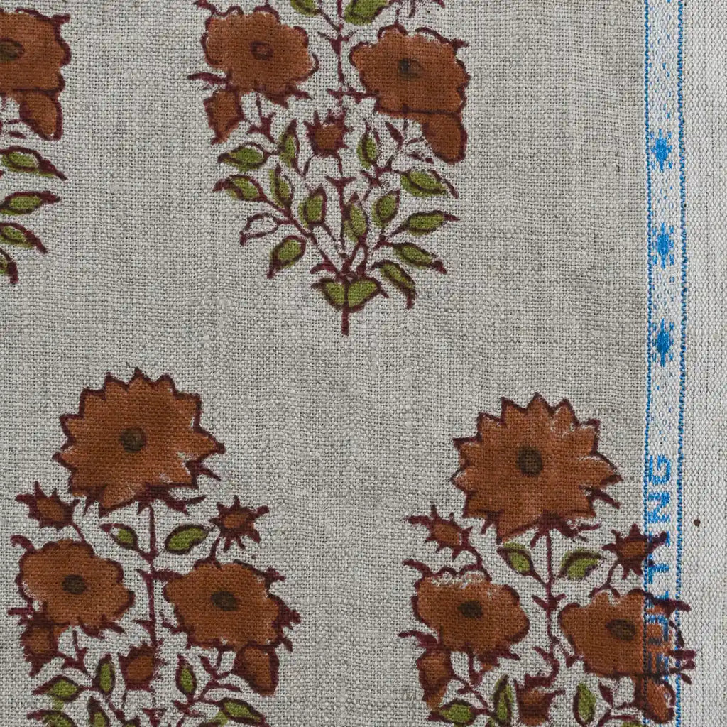 Skye Block Print Linen Linen Fabric