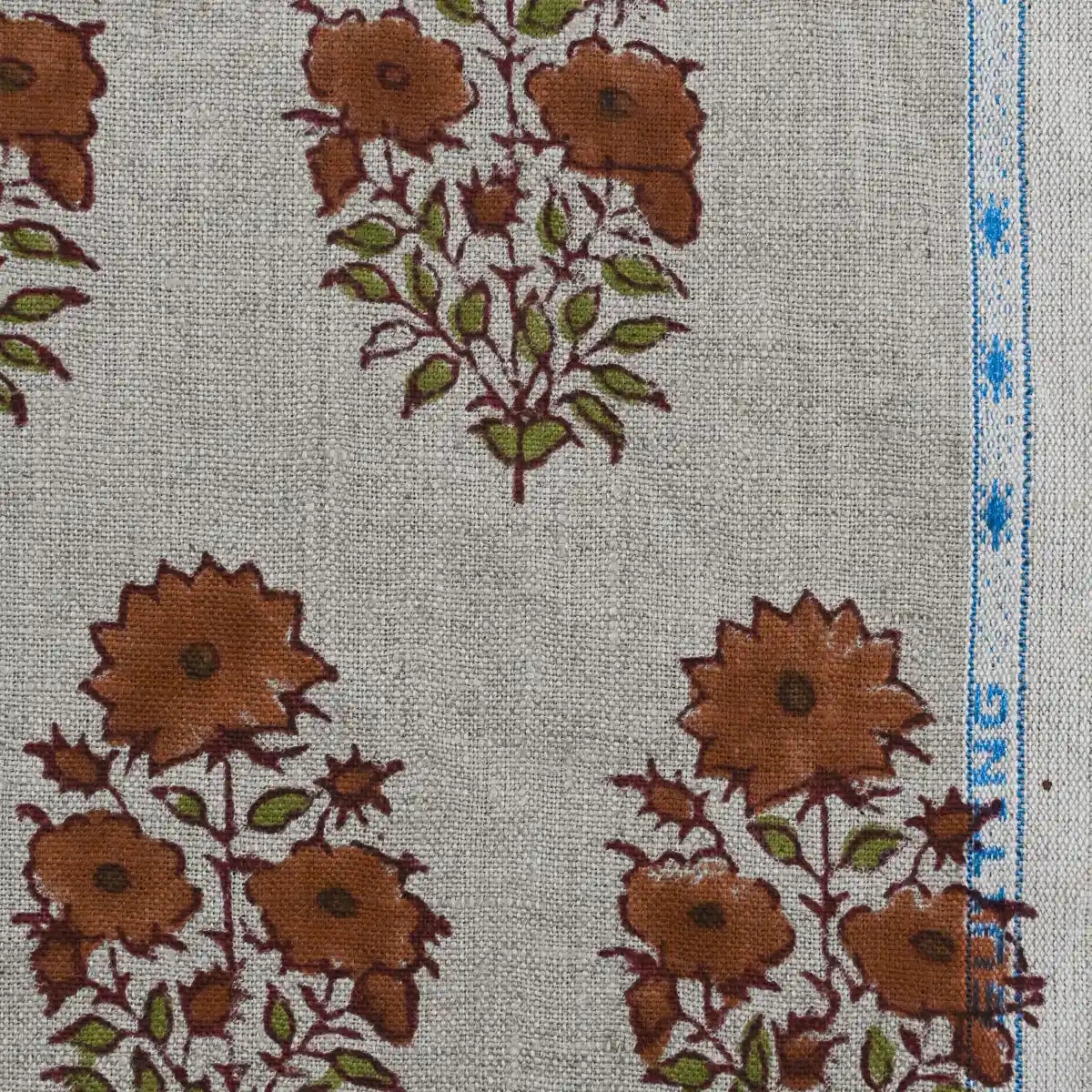 Skye Block Print Linen Linen Fabric