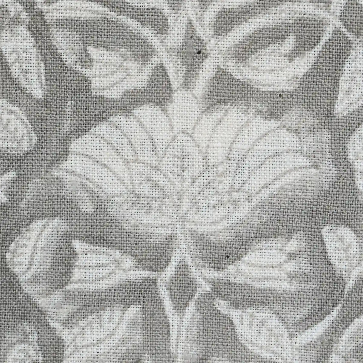 Tulip Flower Block Print Upholstery Fabric Swatch Olive Green Teal Blue Linen Fabric