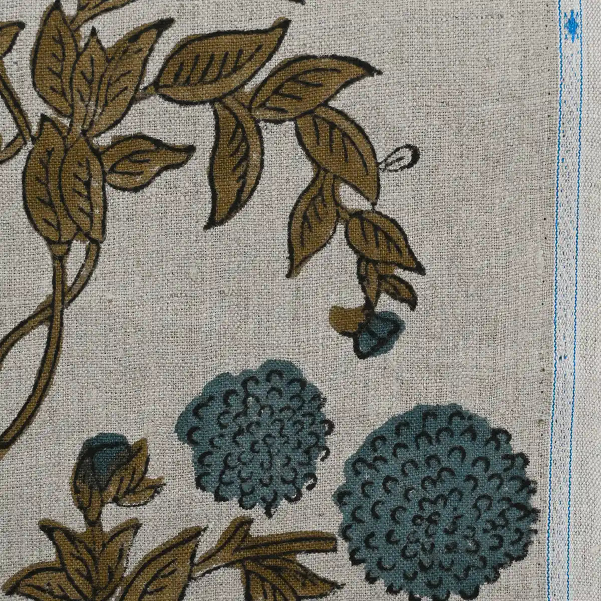 Lily Hand Printed Linen Fabric Linen Fabric