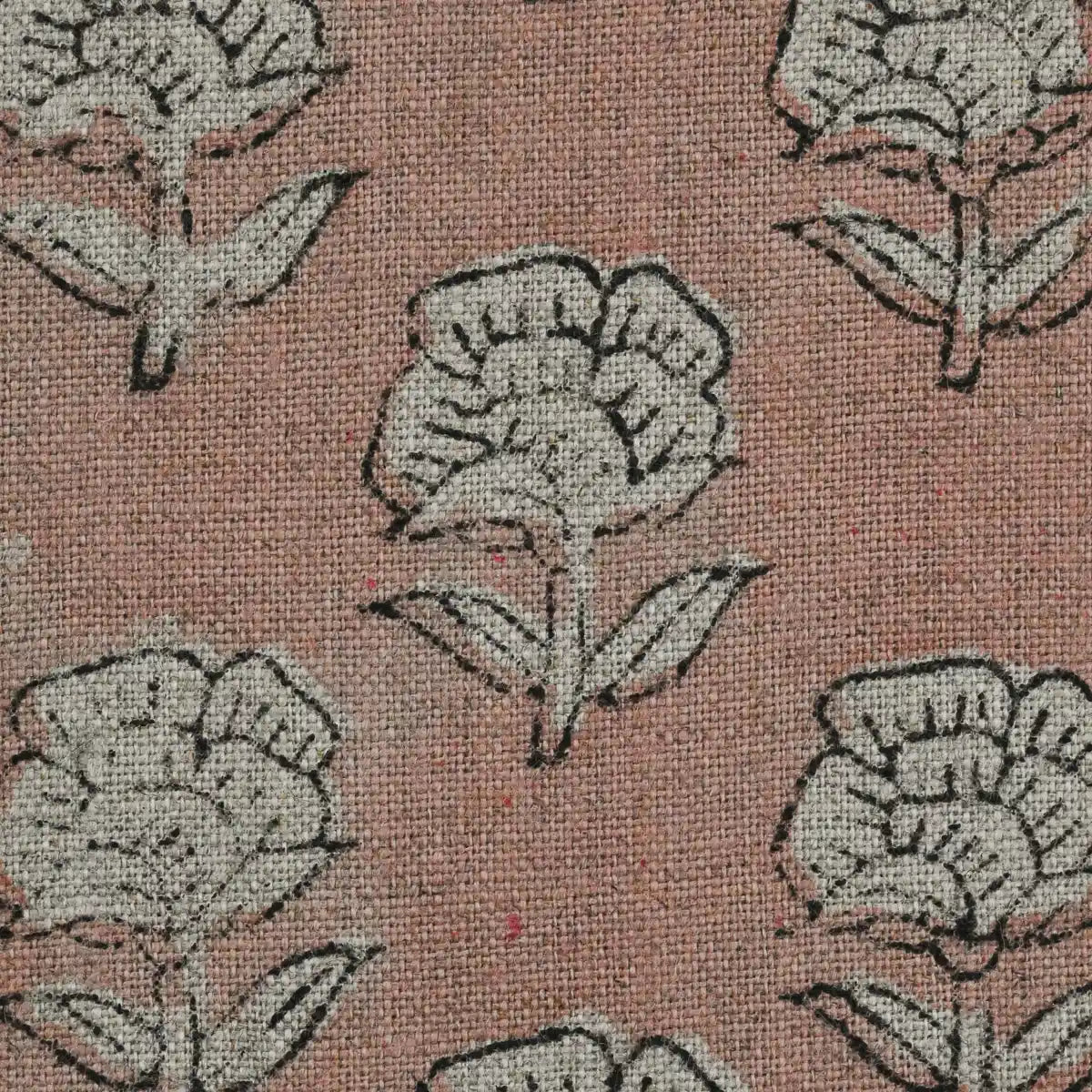 Peyton Floral Linen Fabric Swatch Off-White Linen Fabric