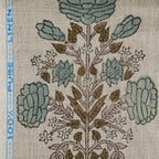 Nerina Floral Block Printed Linen Linen Fabric