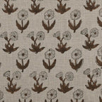 Madison Premium Hand Block Printed Linen Yard Natural Linen and Saddle Brown Linen Fabric
