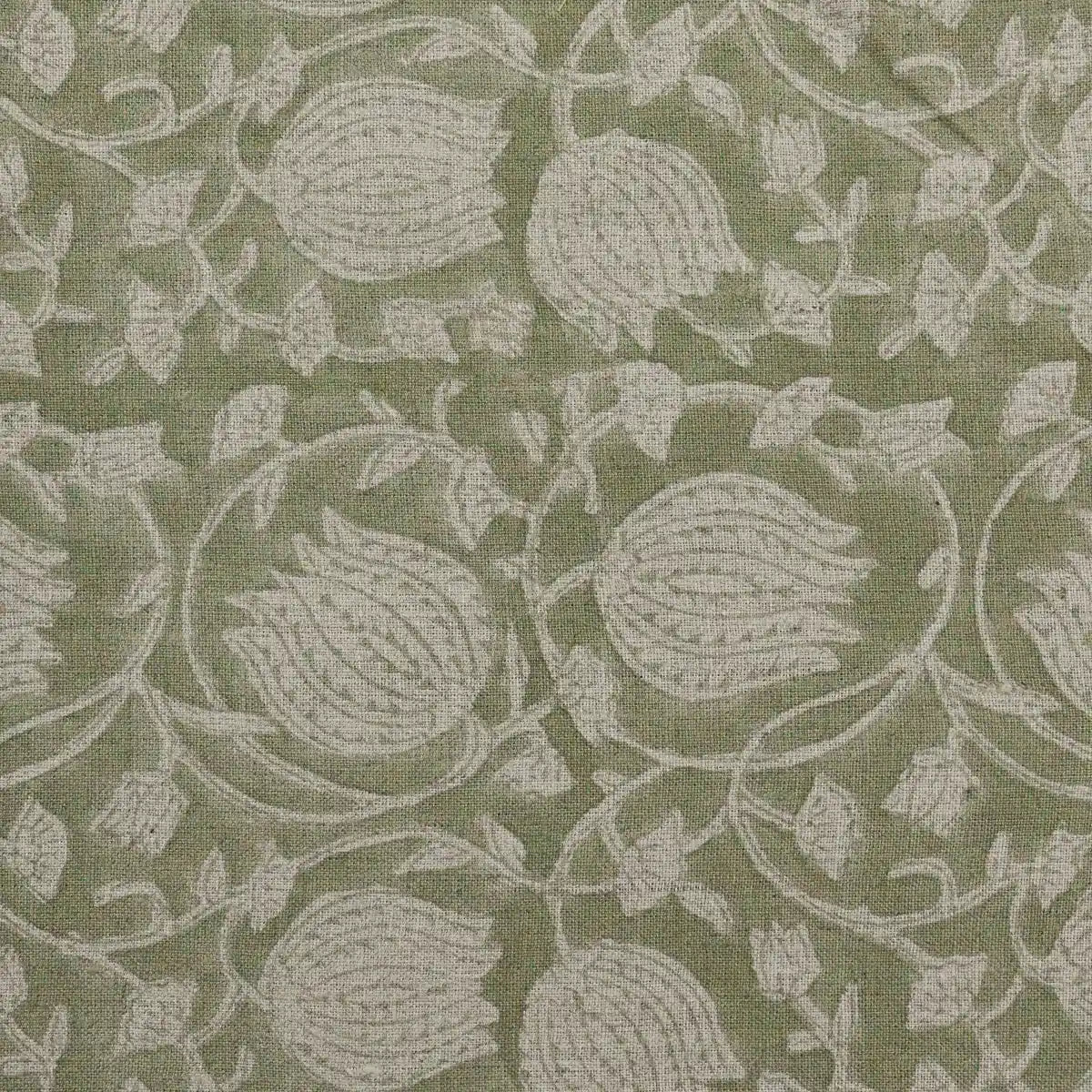 Abigail Block Print Upholstery Linen Fabric Yard Warm White Linen Fabric