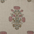 Nerina Floral Block Printed Linen Yard Pink Blue Olive Green Linen Fabric
