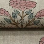 Nerina Floral Block Printed Linen Linen Fabric