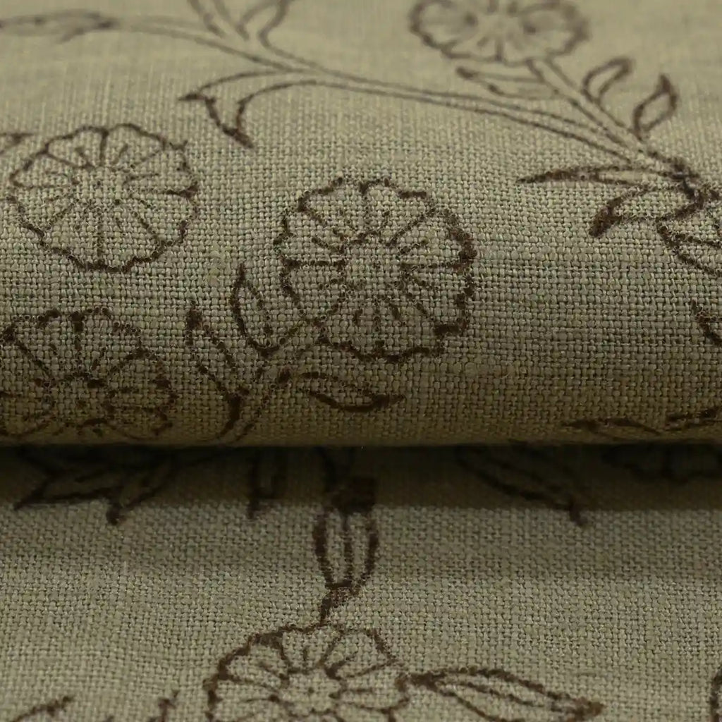 Ochre Bloom Linen Fabric Linen Fabric