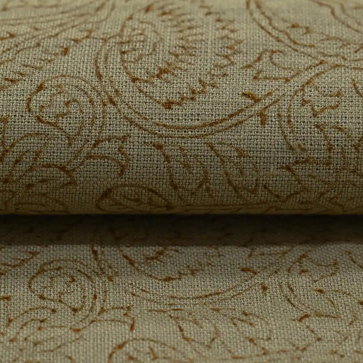 Floral Imprints Washed Tan Linen Fabric Linen Fabric