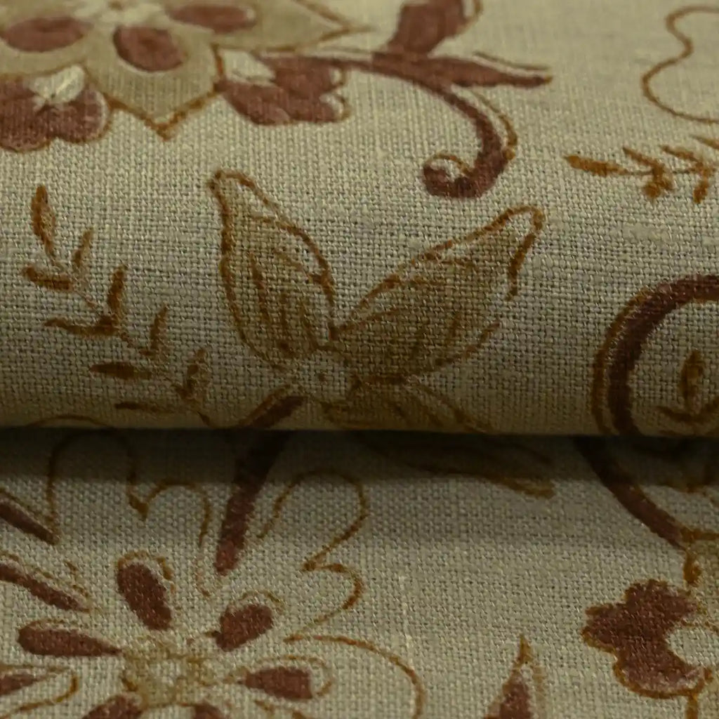 Petal Trails Washed Tan Linen Fabric Linen Fabric