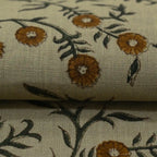 Ochre Bloom Linen Fabric Linen Fabric