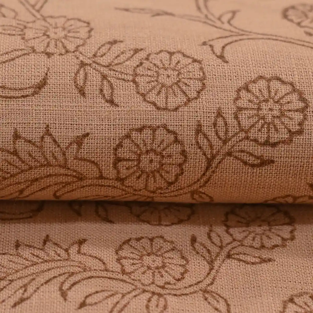 Ochre Bloom Linen Fabric Linen Fabric